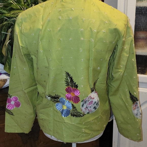 Alex KIM Boho TEXTURED JACKET Applique Embroidered WEARABLE ART P/M - Picture 3 of 6